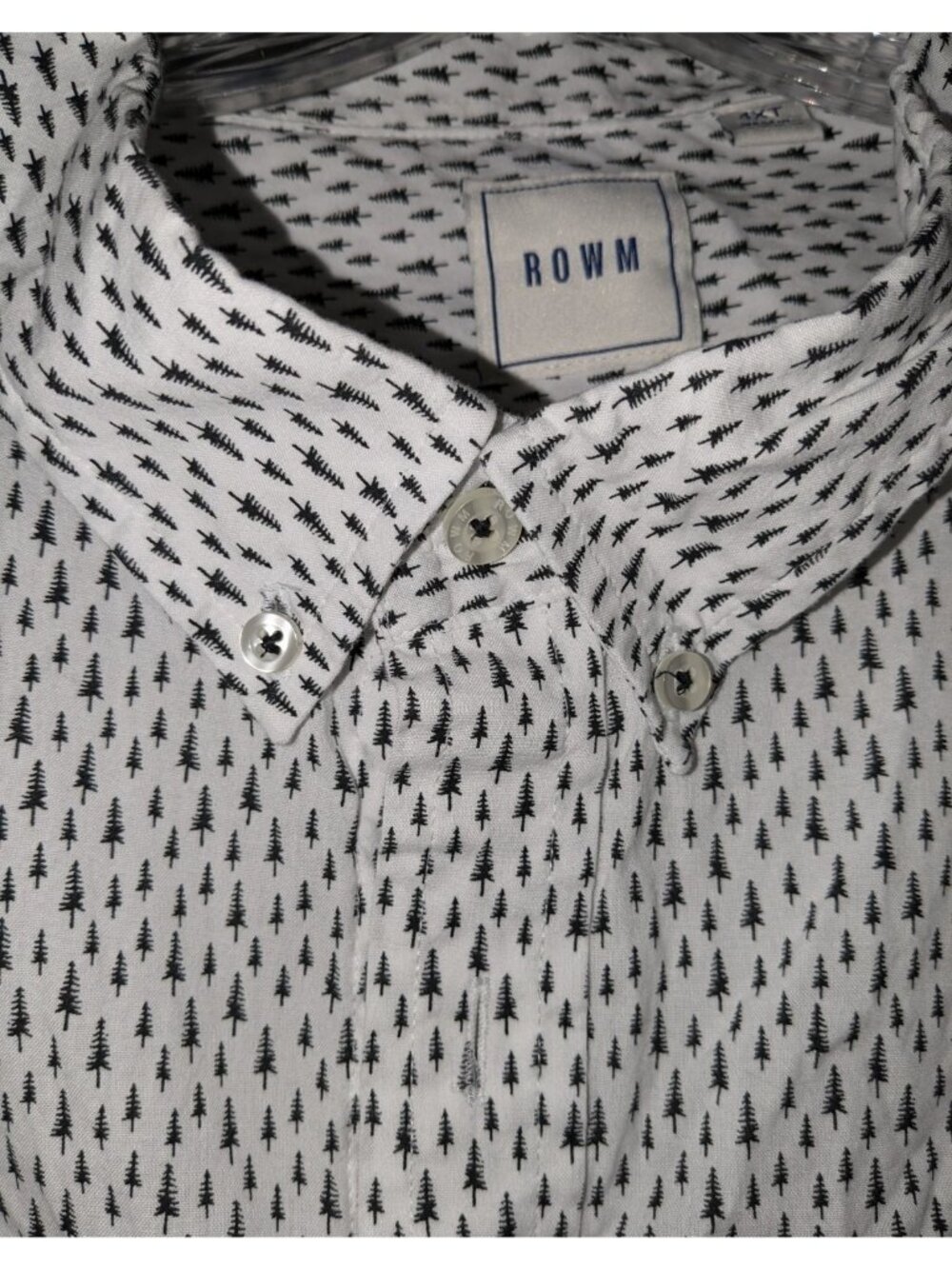ROWM Mens 4XT Button-Down Shirt Tree Print Cotton Blend Long Sleeve
